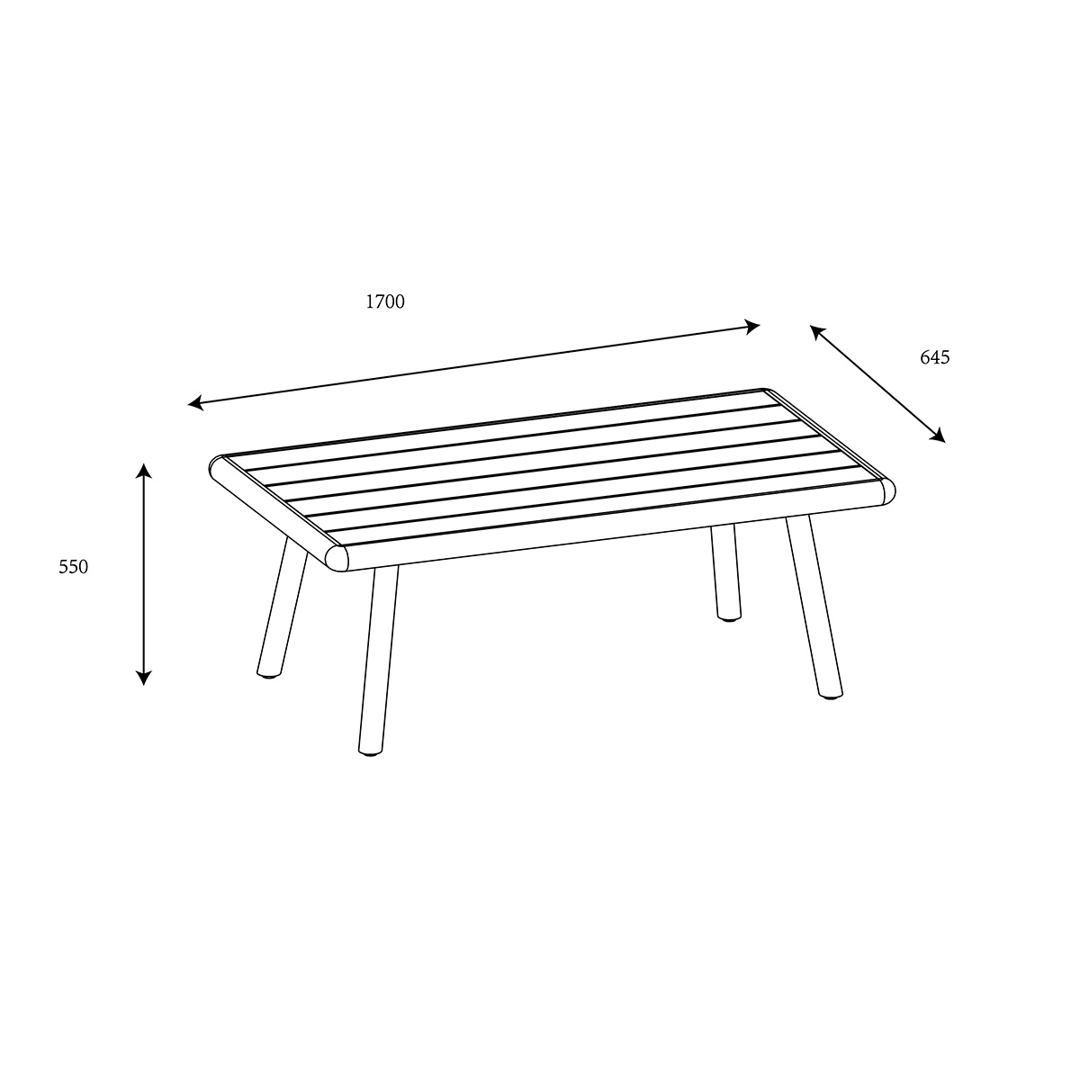 Sahara 3 Seat Lounge Set with Adjustable Table dimensions